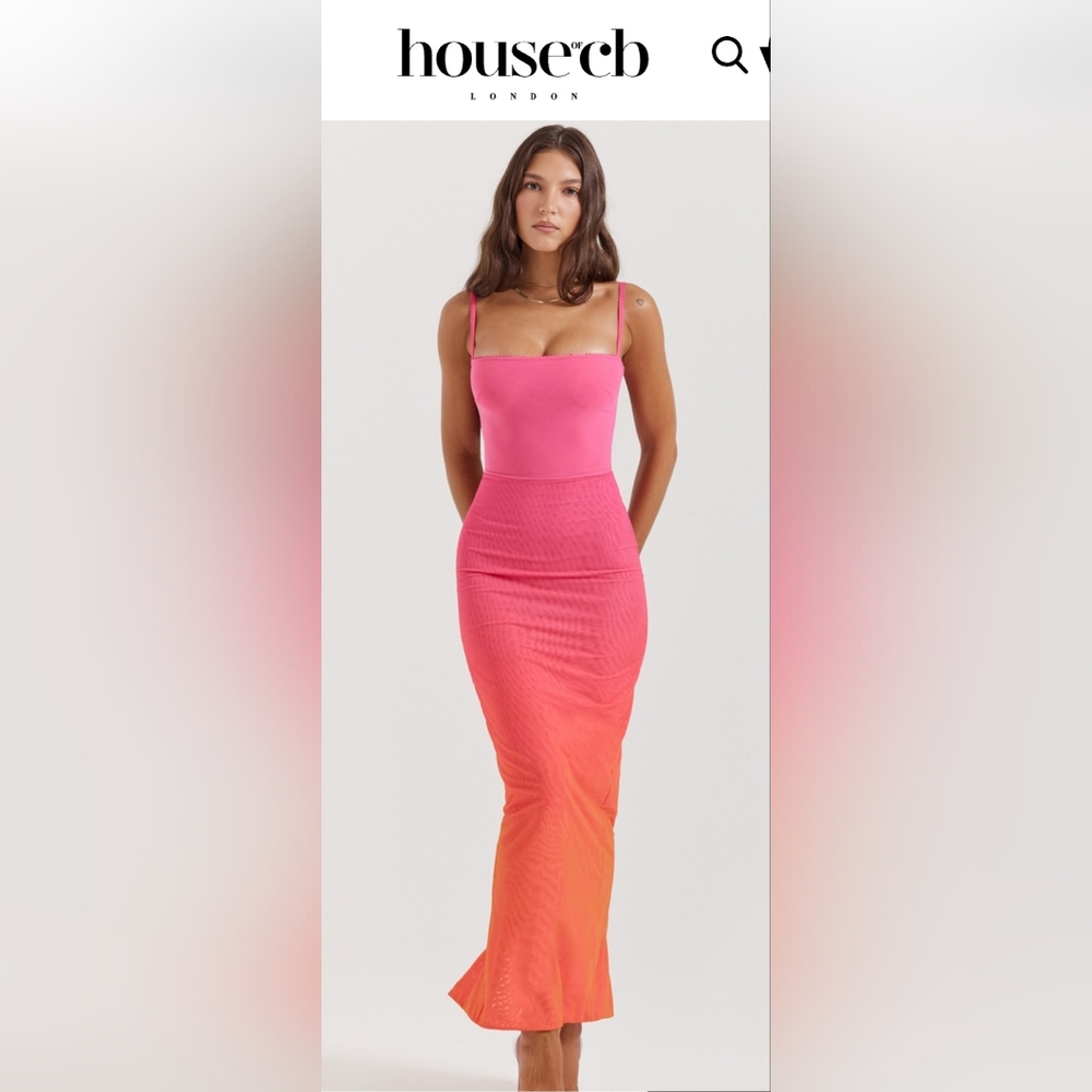 House of CB Calista Ombre Flame Maxi Dress NWT $239 Size Small